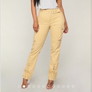 Fashion Nova cargo tie up pants